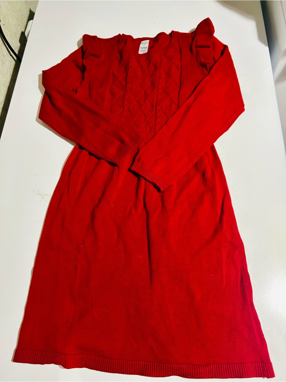 (3/$10) Carter's Red Cable-Knit V-Neck Girls Dress
